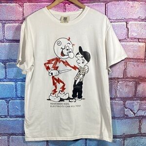 Comfort Colors Graphic T Shirt L Electricity Cartoon White
